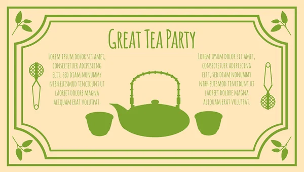 Plantilla de tarjeta de invitación de fiesta de té — Vector de stock