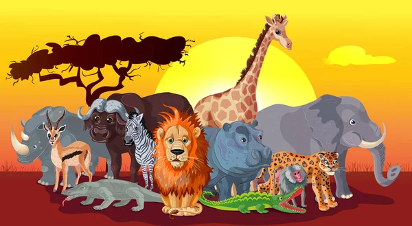 Cartoon African Fauna Template — Stock Vector