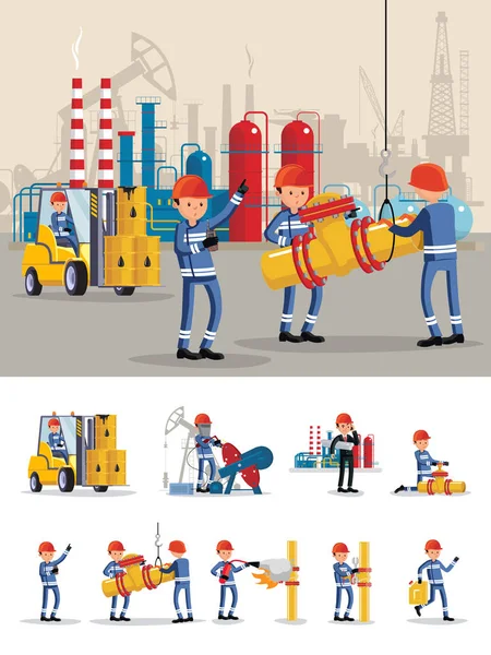 Oil Industry Characters Concept — Stock Vector