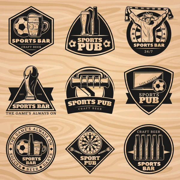 Black Vintage Sport Bar Labels Set — Stock Vector