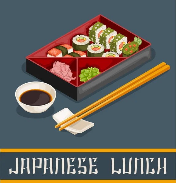 Conjunto de sushi japonés Concepto — Vector de stock