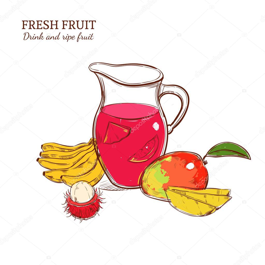 Sketch Colored Fresh Drink Concept