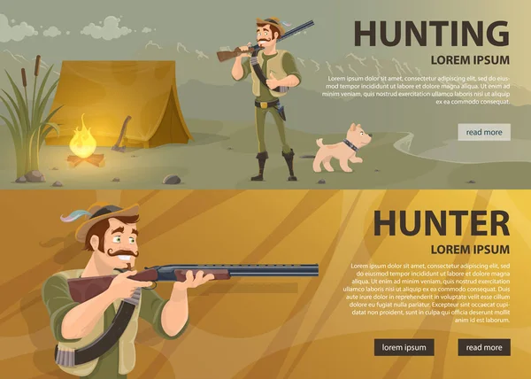 Hunting Horizontal Banners — Stock Vector