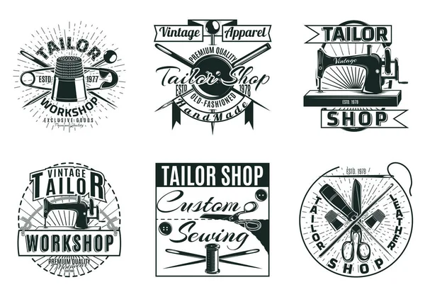 Vintage kleermaker Workshop etiketten Set — Stockvector