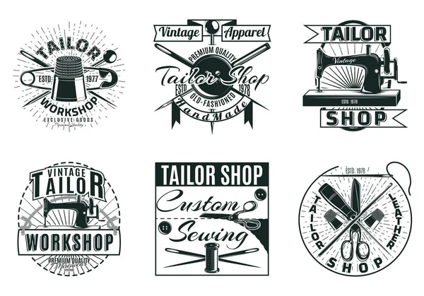 Set de etiquetas de taller de sastrería vintage — Vector de stock