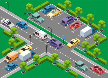 İzometrik kentsel trafik şablonu