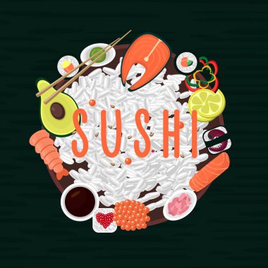 Karikatür Japon gıda kavramı