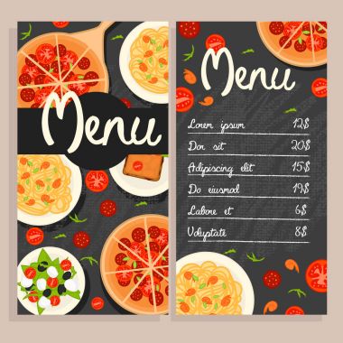 Renkli İtalyan Restoran Menü şablonu