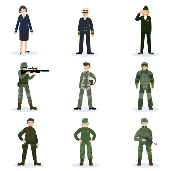 Leger soldaten Set — Stockvector