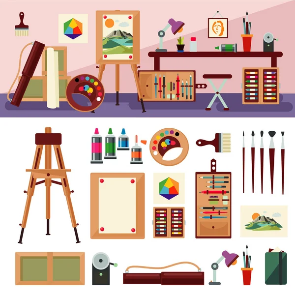 Art Studio Concepto de diseño de interiores — Vector de stock