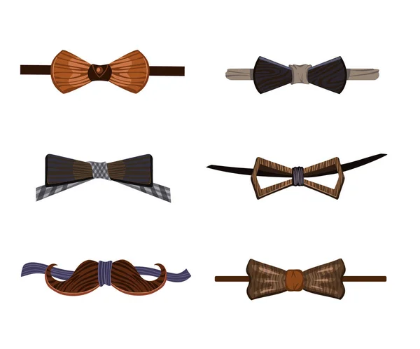 Trendy Hipster Wooden Bow Ties — стоковый вектор