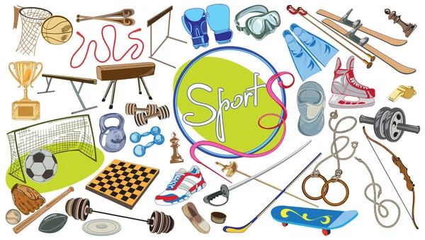 Drawing Sports Elements Set — Stock Vector