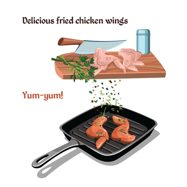 Elle çizilmiş tavuk hazırlama kavramı — Stok Vektör