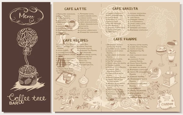 Шаблон меню Doodle Coffee — стоковый вектор
