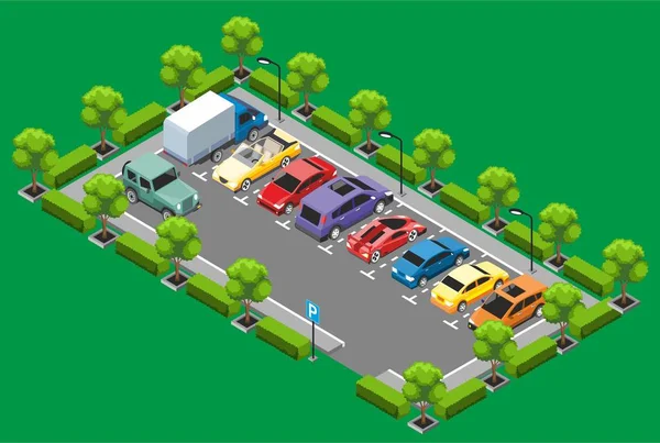 Izometrikus parkolási zóna fogalma — Stock Vector