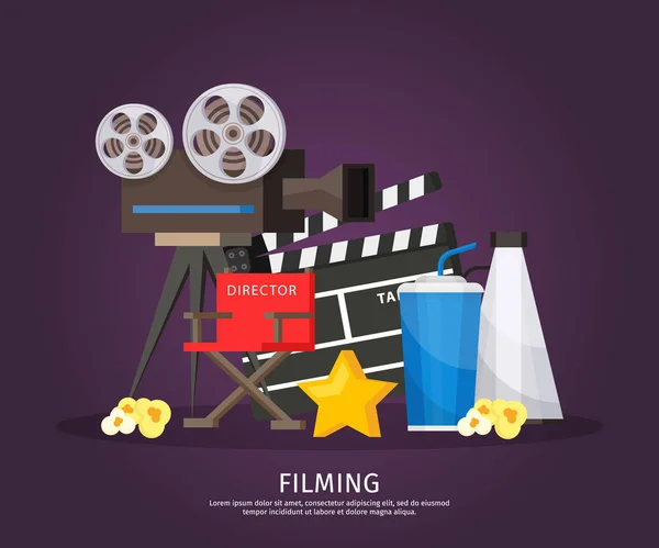 Plantilla de cinematografía colorida — Vector de stock