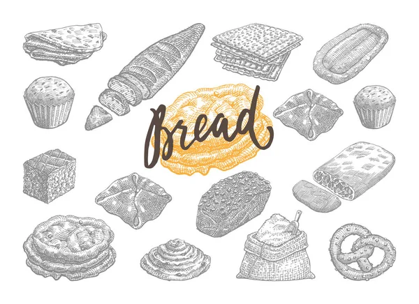 Комплект хлеба и выпечки — стоковый вектор