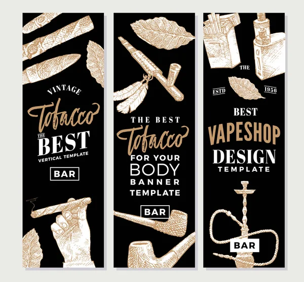 Vintage Tobacco Vertical Banners — Stock Vector