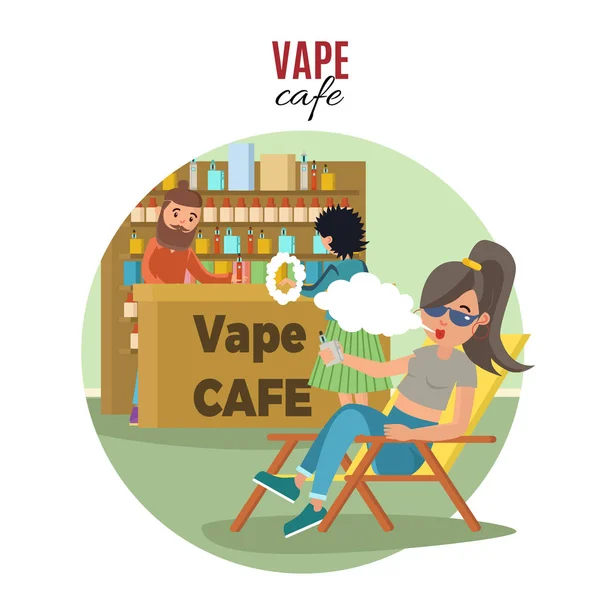 People In Vape Cafe Template — Stock Vector