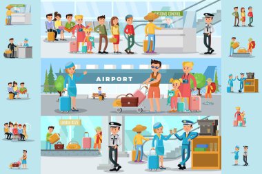 Havaalanı Infographic şablon insanlarda