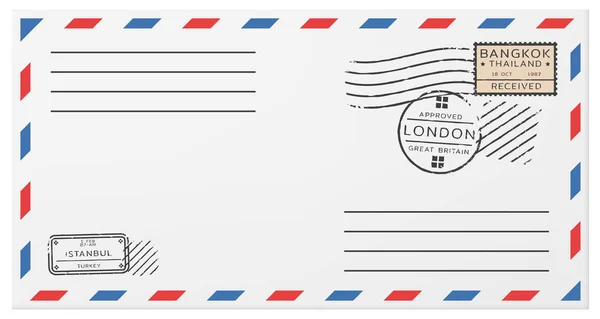 Порожній горизонтальний шаблон поштового конверта — стоковий вектор