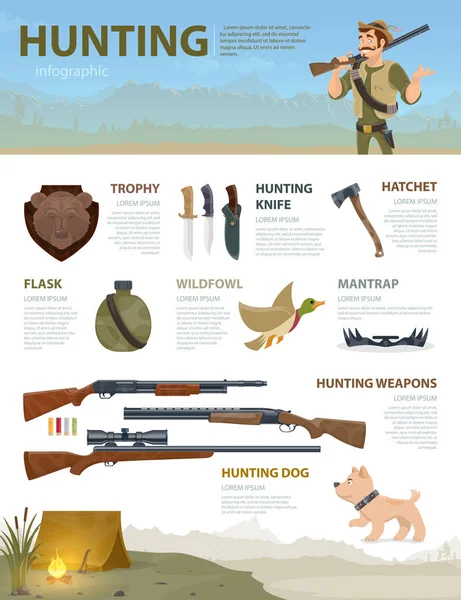 Concetto infografico di caccia colorata — Vettoriale Stock