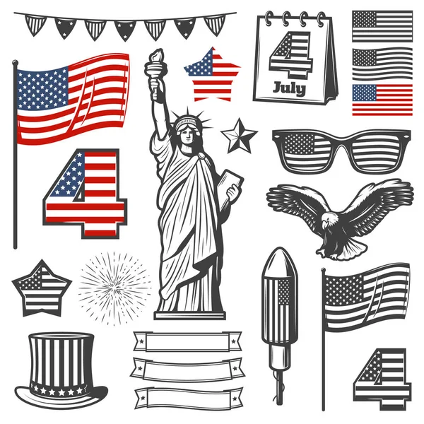 Vintage Independence Day Elements Collection — Stock Vector