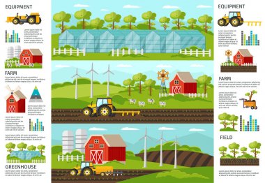 Tarım ve tarım Infographic yatay Banner