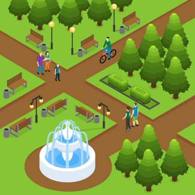 İzometrik yaz Park kavramı