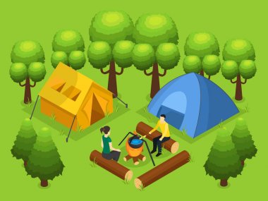 Renkli Backpacking ve Açık Rekreasyon kavramı