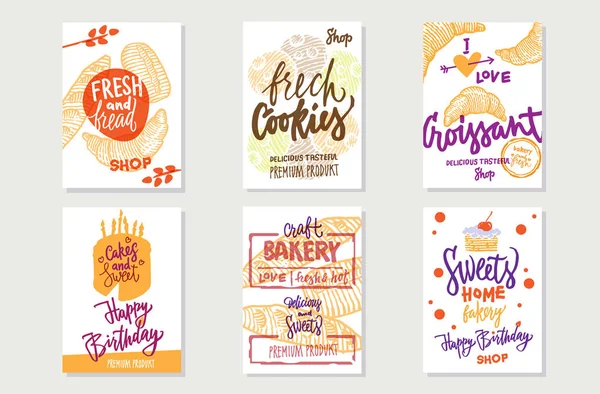 Плакаты пекарни Sketch Premium — стоковый вектор