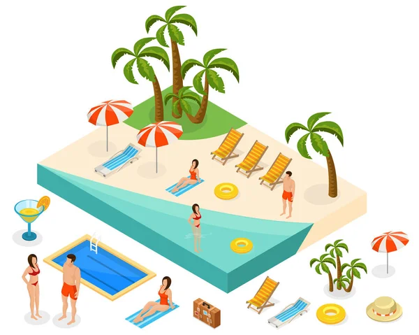 Izometryczny Island Travel Concept — Wektor stockowy