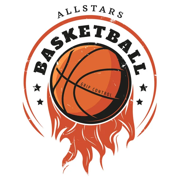 Шаблон цветного винтажного баскетбольного логотипа — стоковый вектор