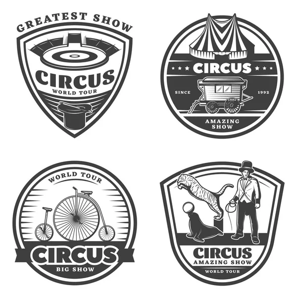 Ensemble d'emblèmes de cirque vintage noir — Image vectorielle
