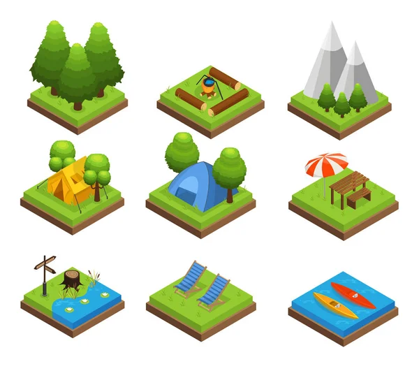 Isometric Traveling Camping Collection — Stock Vector