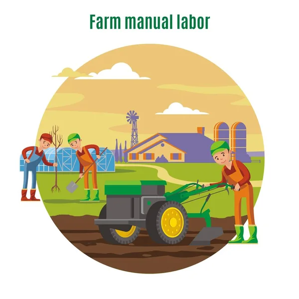 Conceito de trabalho manual agrícola e agrícola — Vetor de Stock