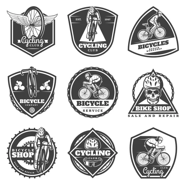 Monochrome Cycling Labels Set — Stock Vector