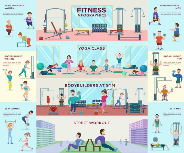 Concepto Infográfico de Fitness Plano — Archivo Imágenes Vectoriales