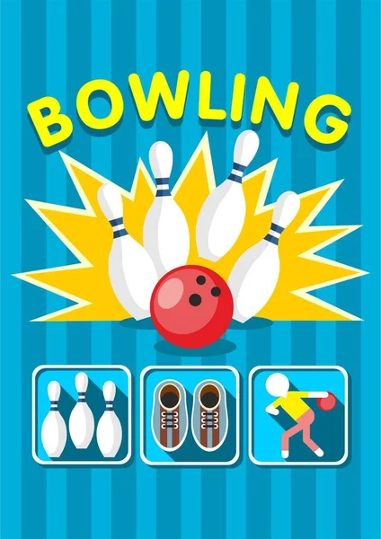 Colorido Esporte Bowling Clup Poster — Vetor de Stock