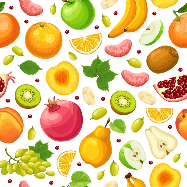 Modèle sans couture d'aliments naturels frais — Image vectorielle