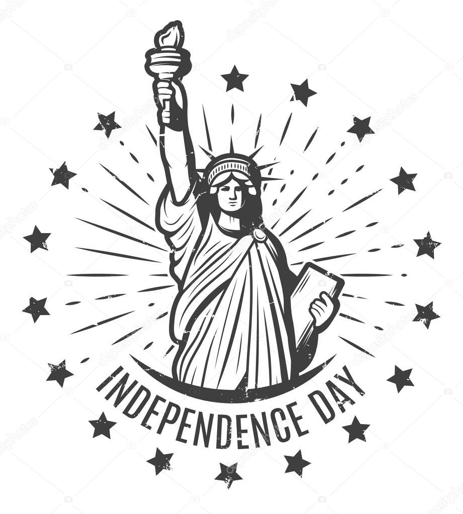 Vintage Independence Day Round Label Template