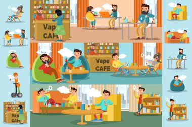 Vape Cafe Infographic şablon insanlarda