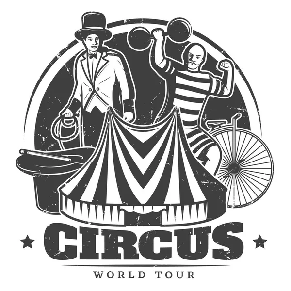 Monocromatico Vintage Circus Template — Vettoriale Stock