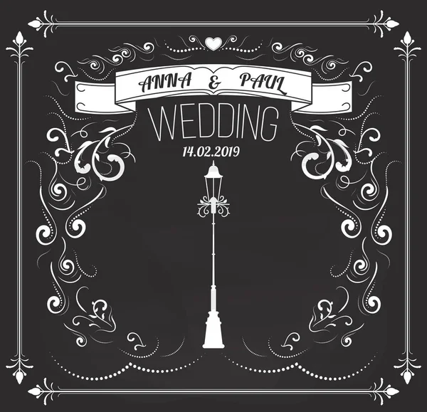 Modèle de carte d'invitation de mariage vintage — Image vectorielle