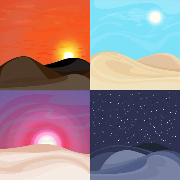 Conjunto de paisagens coloridas do deserto —  Vetores de Stock