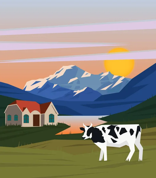 Colorido verano mañana paisaje fondo — Vector de stock