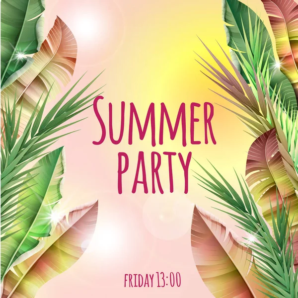 Light Summer Party Тропічний ботанічний шаблон — стоковий вектор