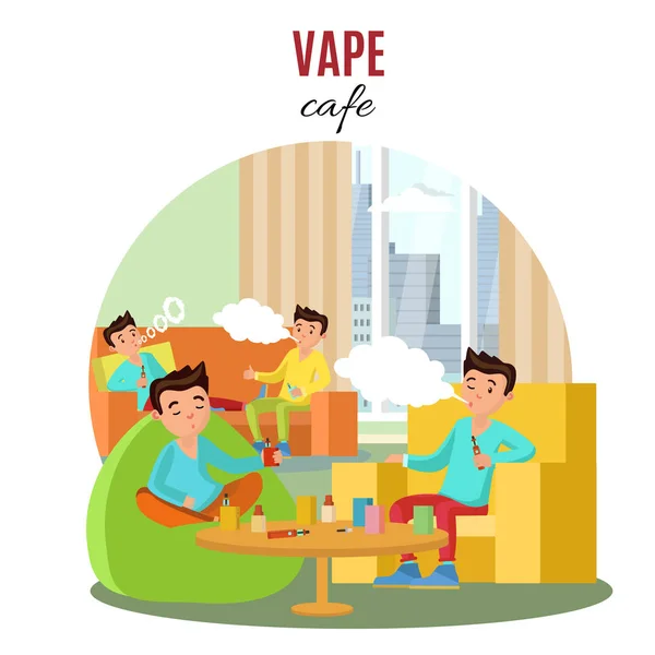 Kleurrijke Vape Cafe Concept — Stockvector