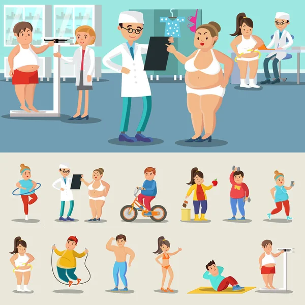 Fat People Perdre du poids Collection — Image vectorielle