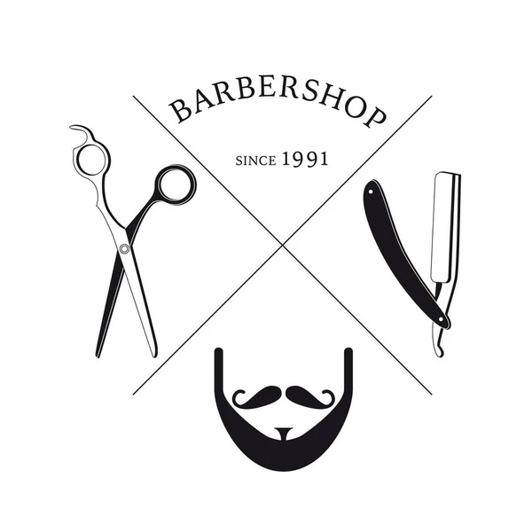 Modelo de Logotipo de Barbearia Desenhado à Mão — Vetor de Stock